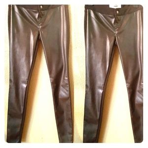 Hollister Faux Leather Skinny Jeans Brown